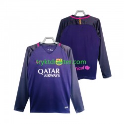 Herre FC Barcelona drakt 2016 2017 Retro Borte Langermet