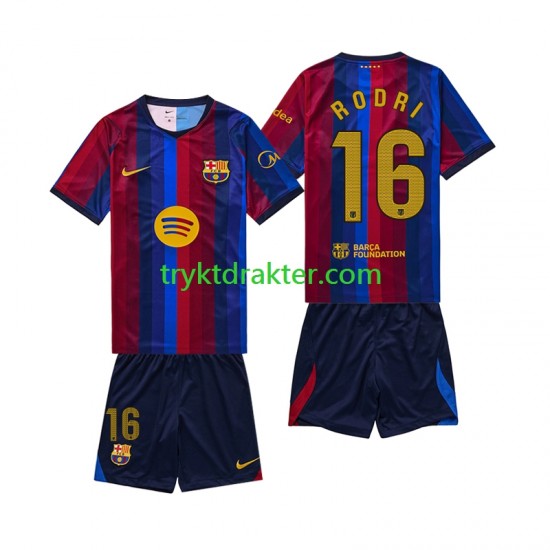 3-13 år Barn FC Barcelona drakt Rodri 16 Hjemme 2026-2027 Korte Ermer