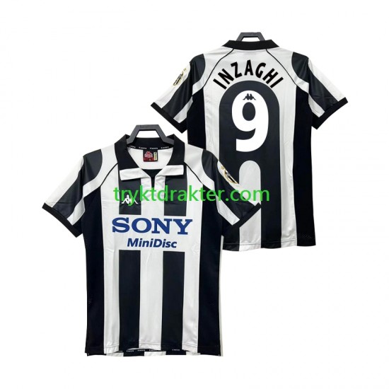 Herre Juventus drakt INZAGHI 9 1997 1998 Retro Hjemme Korte Ermer