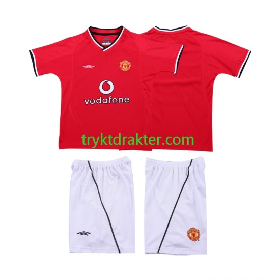 3-13 år Barn Manchester Utd drakt 2000 2002 Retro Hjemme Korte Ermer