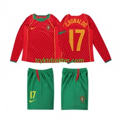 3-13 år Barn Portugal drakt Cristiano Ronaldo 17 Retro Hjemme 2004 Langermet