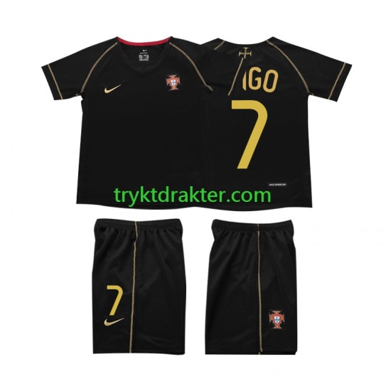 3-13 år Barn Portugal drakt FIGO 7 Retro Borte 2006 Korte Ermer