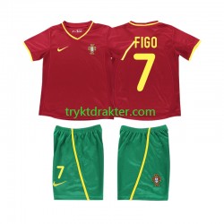 3-13 år Barn Portugal drakt FIGO 7 2002 Retro Hjemme Korte Ermer