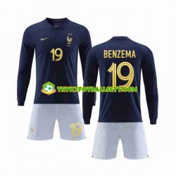 3-13 år Barn Frankrike drakt Benzema 19 Hjemme VM 2022 Langermet 3-13 år Barn Frankrike drakt Benzema 19 Hjemme VM 2022 Langermet