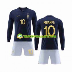 3-13 år Barn Frankrike drakt Mbappé 10 Hjemme VM 2022 Langermet 3-13 år Barn Frankrike drakt Mbappé 10 Hjemme VM 2022 Langermet