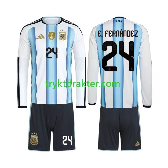 3-13 år Barn Argentina drakt Enzo Fernandez 24 Hjemme VM 2026 Langermet