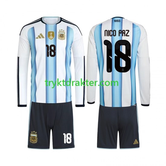 3-13 år Barn Argentina drakt Nico Paz 18 Hjemme VM 2026 Langermet