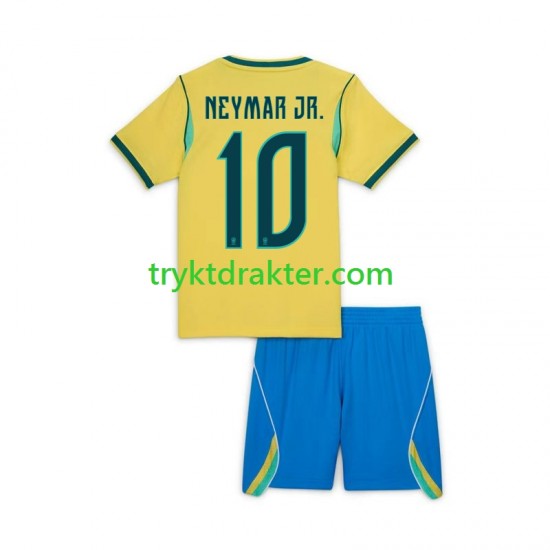 3-13 år Barn Brasil drakt Neymar JR 10 Hjemme VM 2026 Korte Ermer