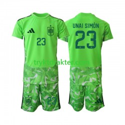 3-13 år Barn Keeper Spania drakt Unai Simon 23 6th Green color VM 2026 Korte Ermer