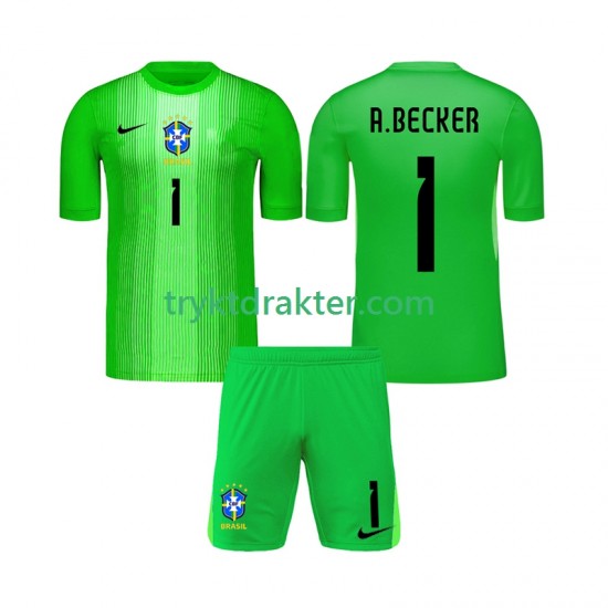 3-13 år Barn Keeper Brasil drakt Alisson Becker 1 Hjemme 2026 Korte Ermer