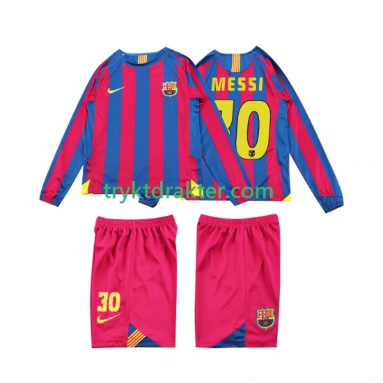 3-13 år Barn FC Barcelona drakt Lionel Messi 10 2005 Retro Hjemme 2006 Langermet