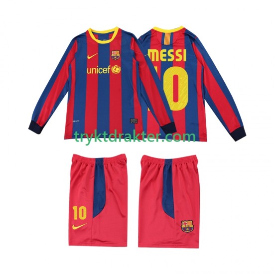 3-13 år Barn FC Barcelona drakt Lionel Messi 10 Retro Hjemme 2010 2011 Langermet