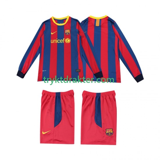 3-13 år Barn FC Barcelona drakt Retro Hjemme 2010 2011 Langermet