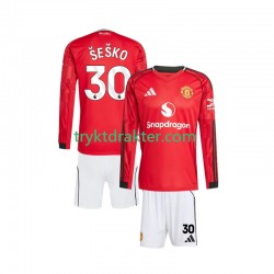 3-13 år Barn Manchester Utd drakt Benjamin Sesko 30 Hjemme 2025-2026 Langermet