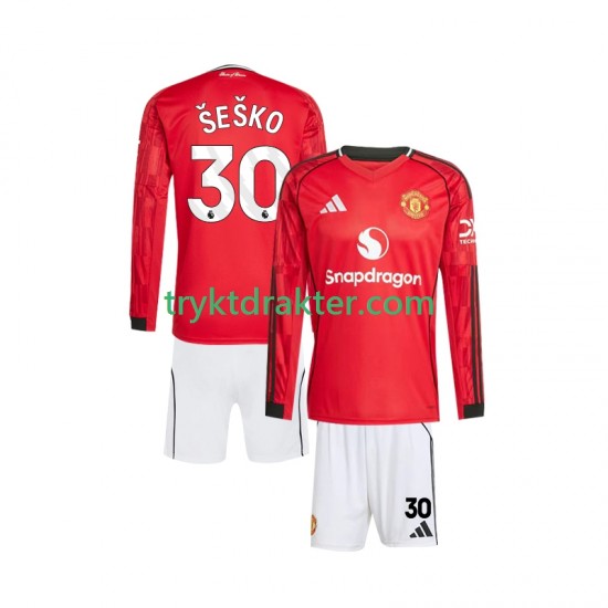 3-13 år Barn Manchester Utd drakt Benjamin Sesko 30 Hjemme 2025-2026 Langermet