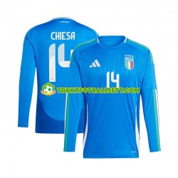 Herre Italia drakt Chiesa 14 Hjemme Euro 2024 Blå Langermet Herre Italia drakt Chiesa 14 Hjemme Euro 2024 Blå Langermet