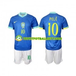 3-13 år Barn Brasil drakt PELE 10 Borte 2024 Korte Ermer